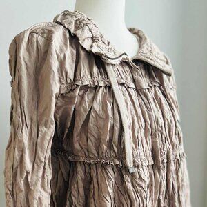 ZARA Woman Dusty Rose Crinkled Sculptural Tiered Jacket with Gathers – US M